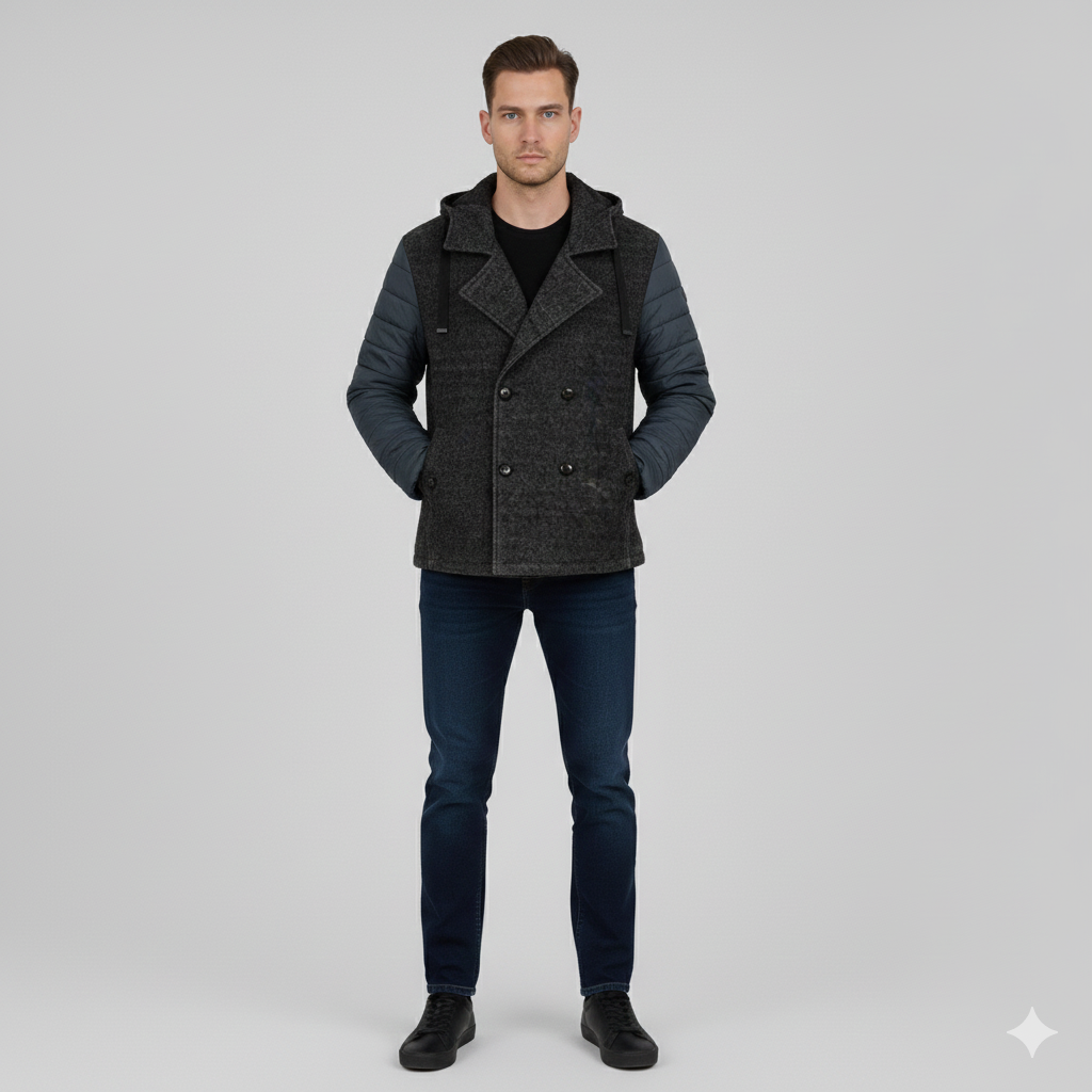 Grey 6 Buttons Coat                           Length: 26-27, Chest: 21-22, Sleeve: 24.5-25