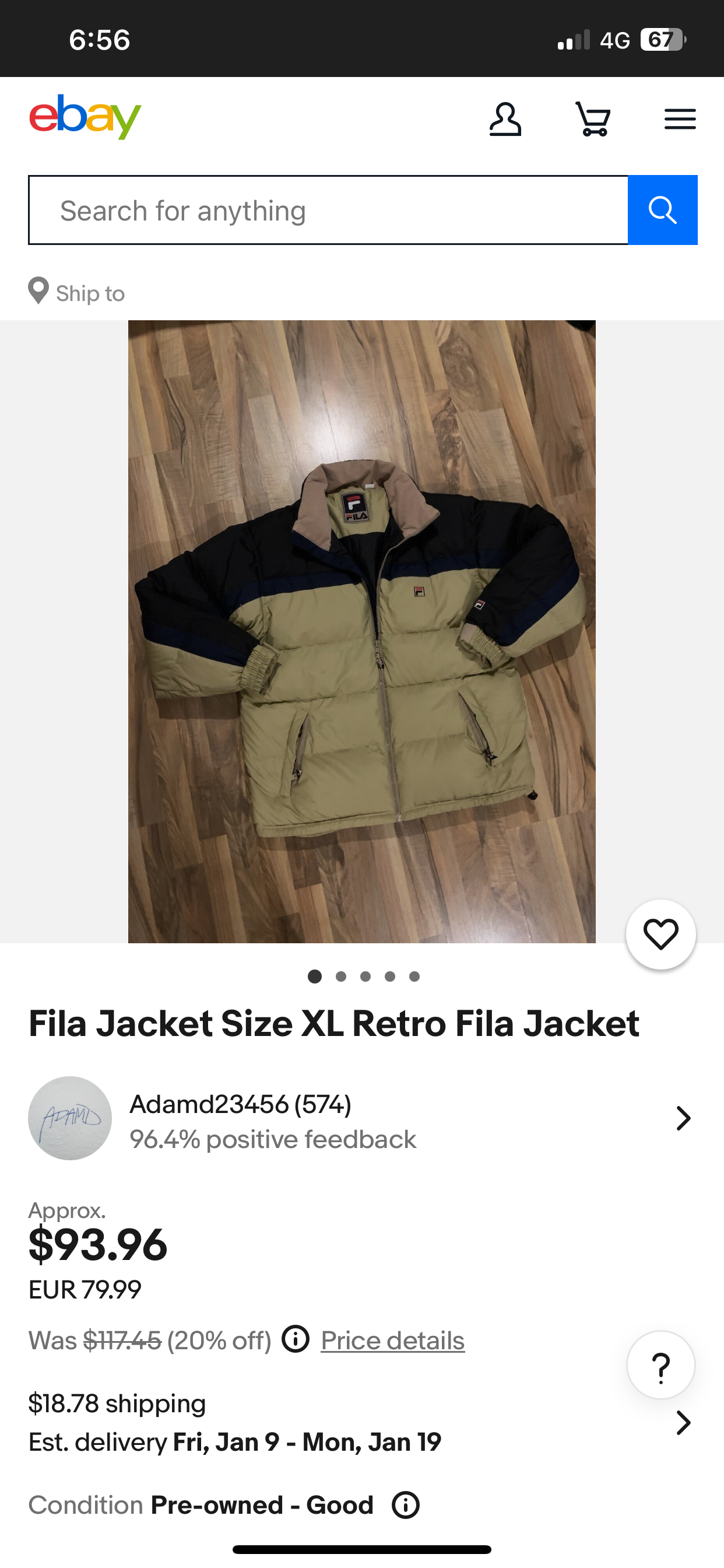 Fila Vintage Lightweight Puffer Jacket (Thrift)