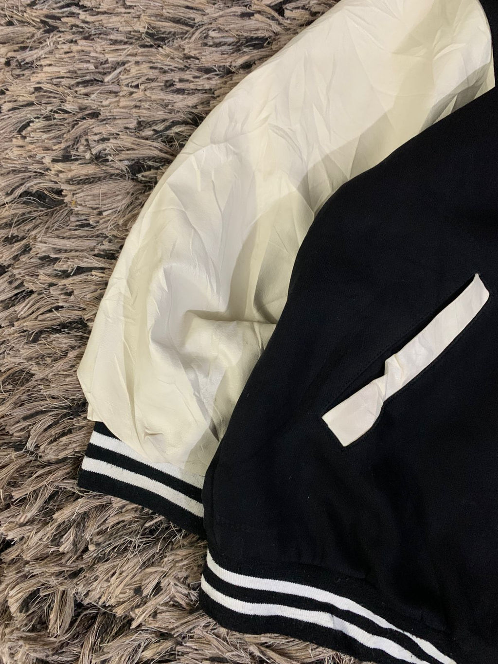 E Varsity Jacket, Leather Sleeves (Thrift)