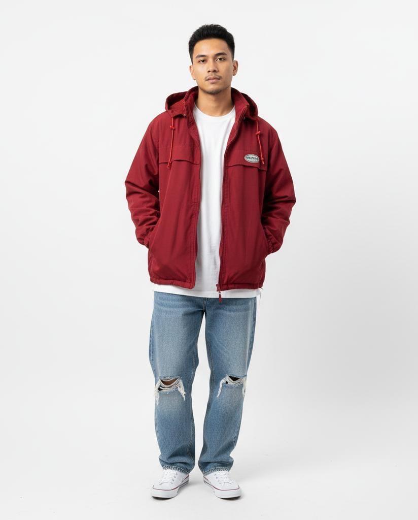 RED double side hood jacket Thrift)
