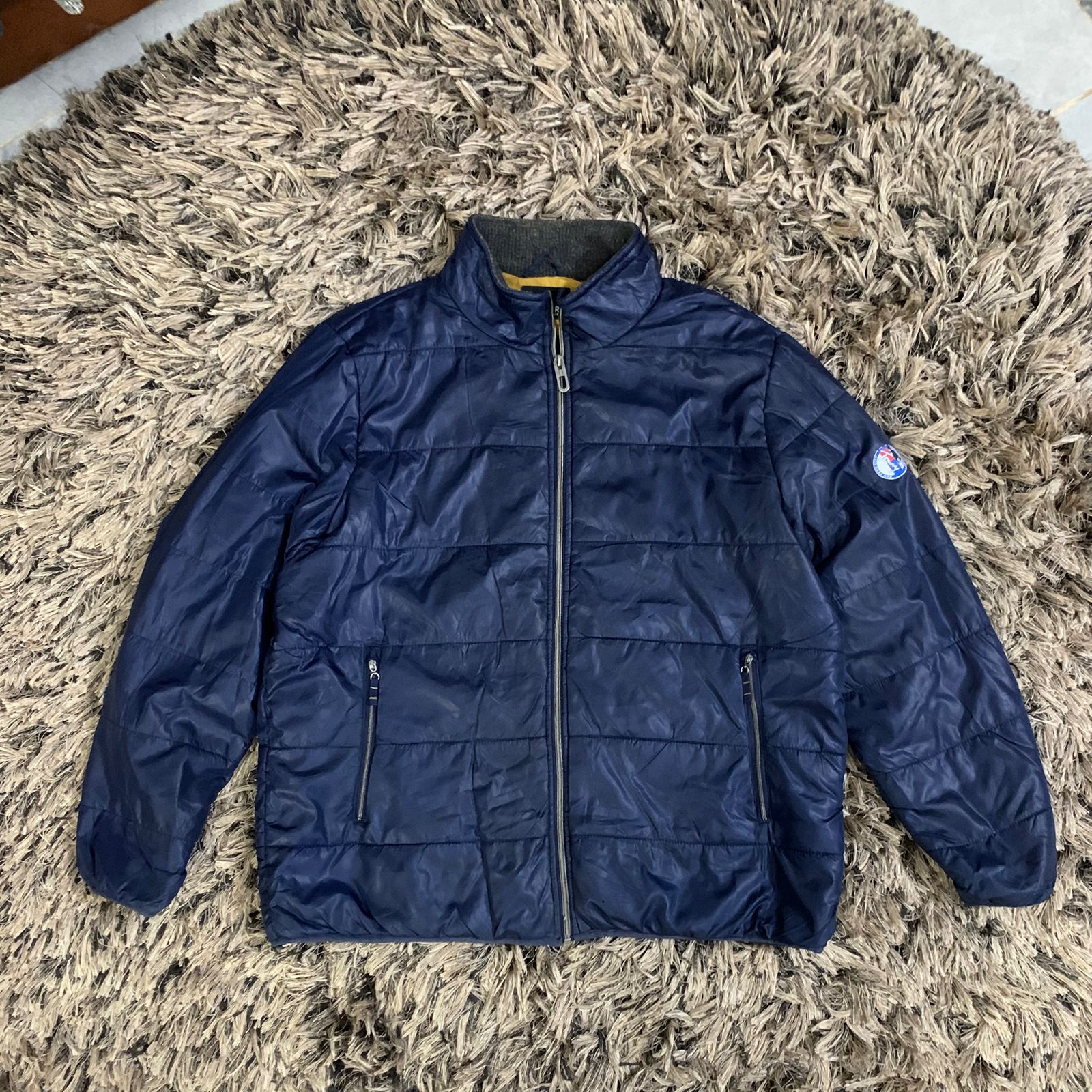 Polyster Dark Blue  Puffer Jacket(Thrift)