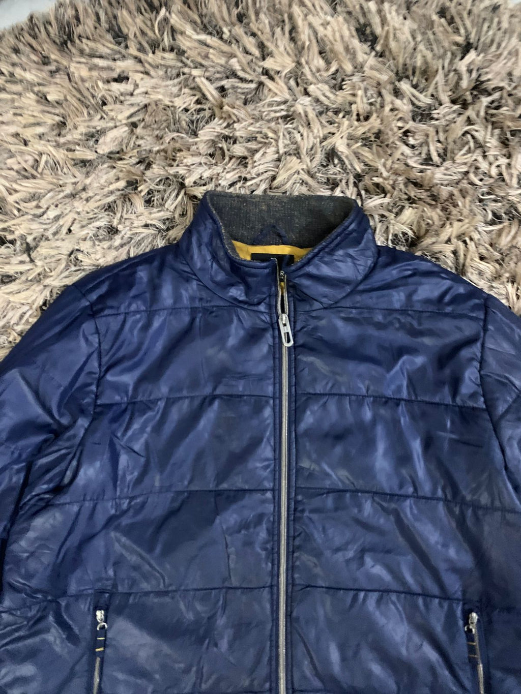 Polyster Dark Blue  Puffer Jacket(Thrift)