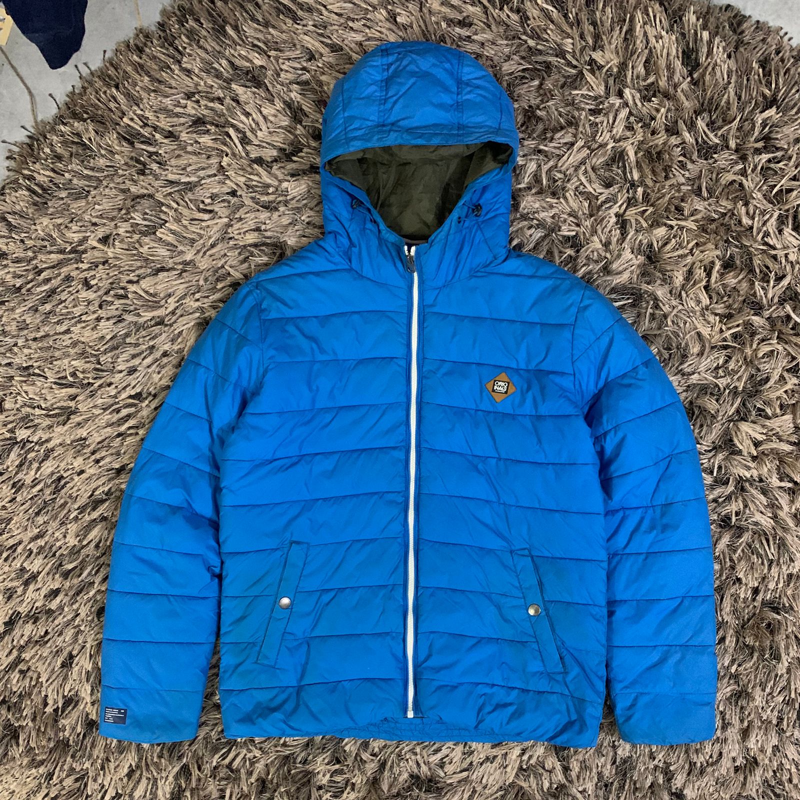 ELECTRIC Blue Hooded Puffer Jacket (Thrift)