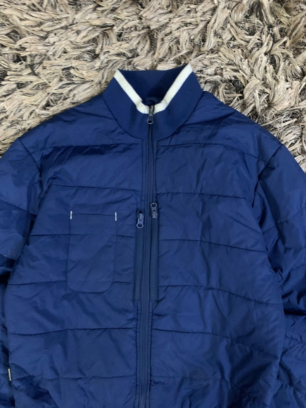 Navy Blue Quilted Puffer Jacket (Thrift)
