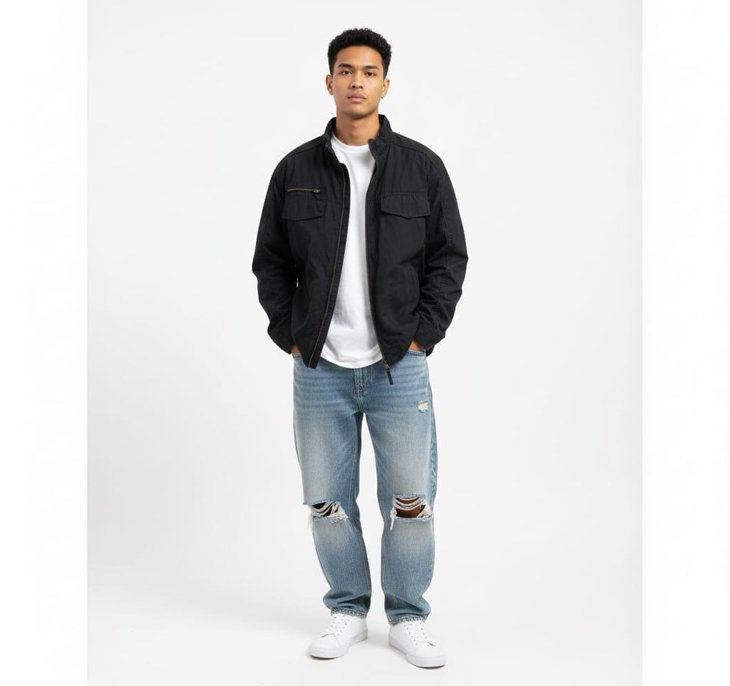 Black Ban Biker Jacket (thrift)